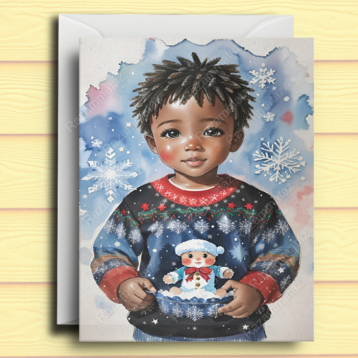 Black Boy L Christmas Card
